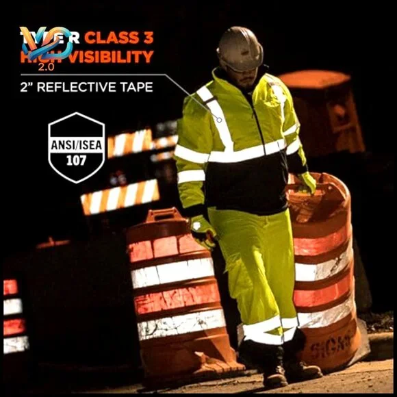 Hi Vis Safety Bomber Jacket Class 3 Reflective Winter Workwear